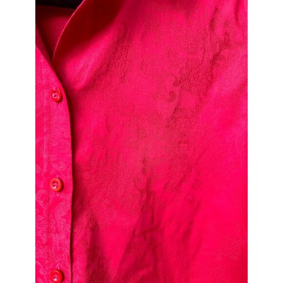 Chico's Red Long Sleeve Button-Up Shirt Size‎ 6 Cotton & Polyester Blend - Picture 7 of 7